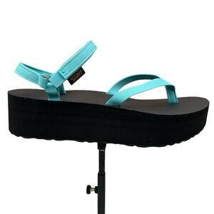Teva Flatform Womens Slim Platform Thong Sandals Size 7 Bright Teal/Black